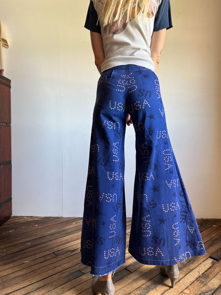 Vintage 1960's 1970's USA Elephant Bell Bottom Pants Jeans Hippie, Retro