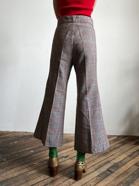 Vintage 1960's 1970's Checkered Pants, High Waist/ Wide Leg, 60's 70's Retro