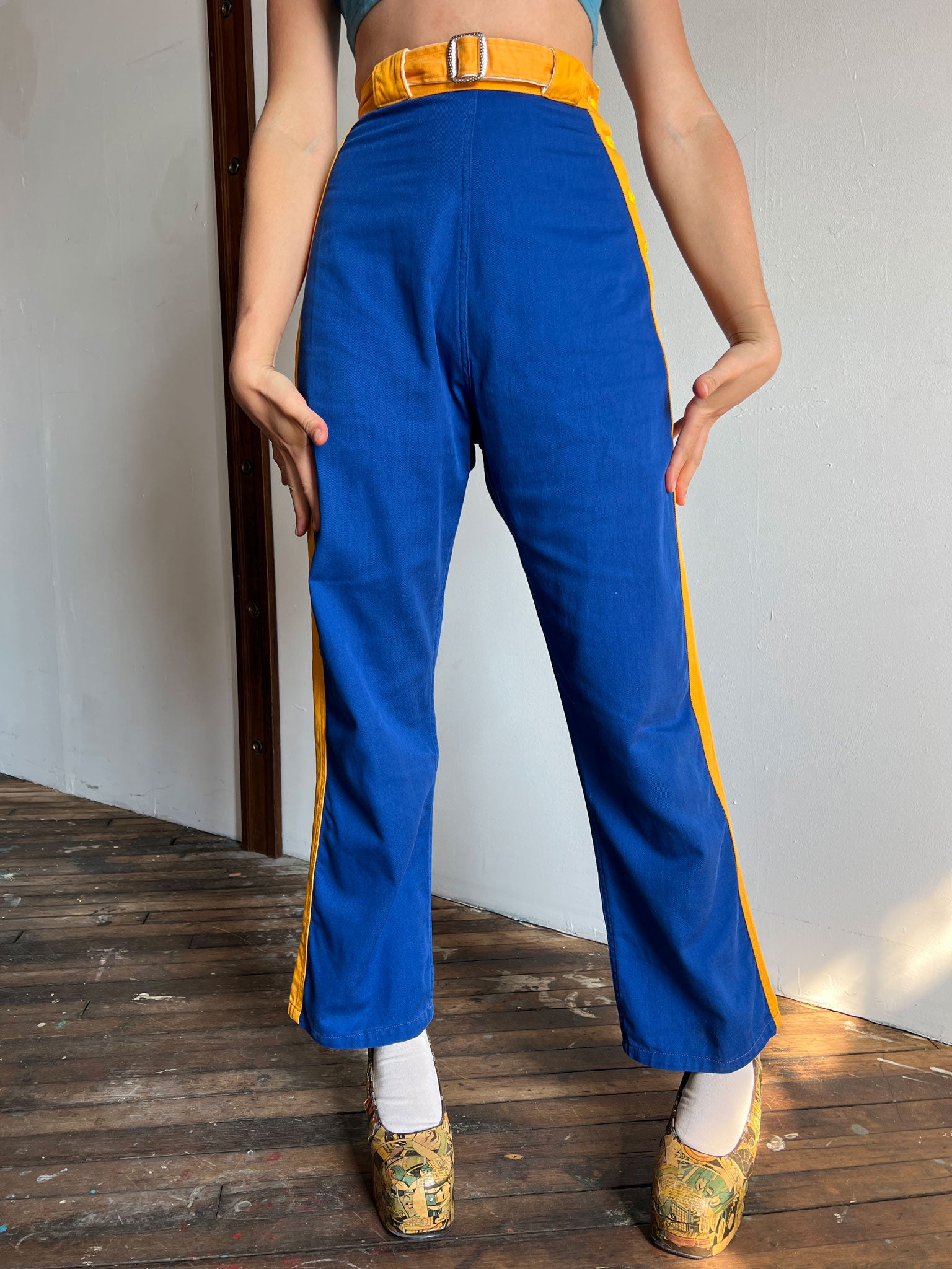 Vintage 1940's Side Button Cotton Uniform Pants