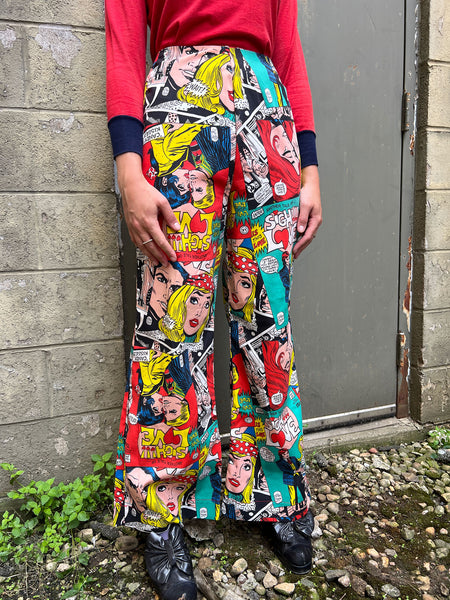 RESERVED !! Vintage 1970's Comic Book LOVE Print Pants