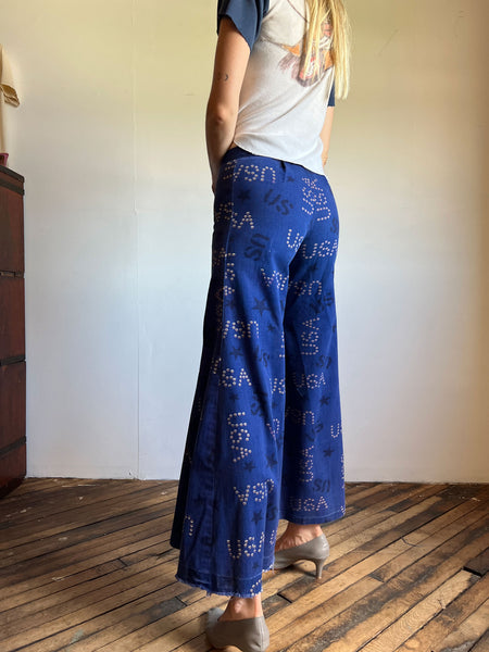 Vintage 1960's 1970's USA Elephant Bell Bottom Pants Jeans Hippie, Retro