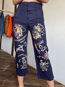 Vintage 1940's Novelty Print Pants, Western