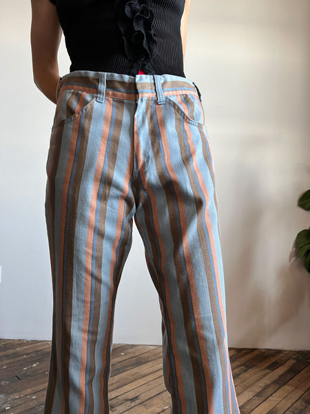 Vintage 1970's Lee Brand Pastel Striped Pants, Unisex Adults, 70's Wide Leg