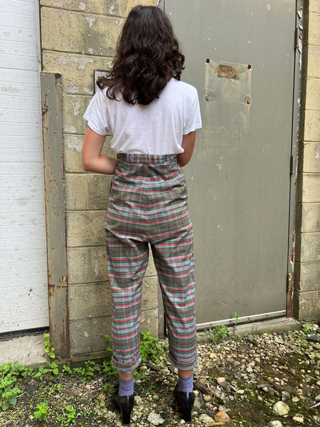 Vintage 1950's Cotton Plaid Side Zip Pants