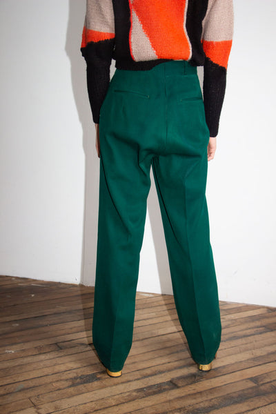 Vintage 1940's Emerald Green Wool Twill Pants