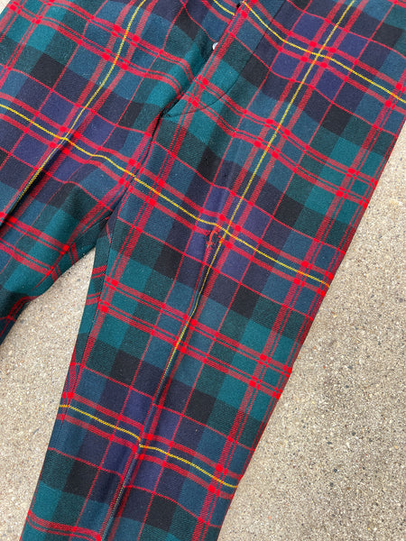 Antique - Early Vintage Men's Plaid High Waist Pants with Waist Buttons, Wool