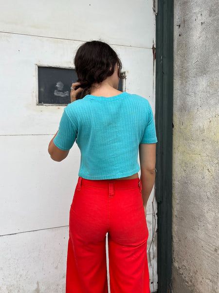 Vintage 1960's - 70's Bright Red Elephant Bell Bottoms