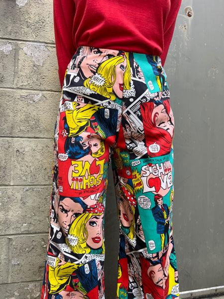 RESERVED !! Vintage 1970's Comic Book LOVE Print Pants
