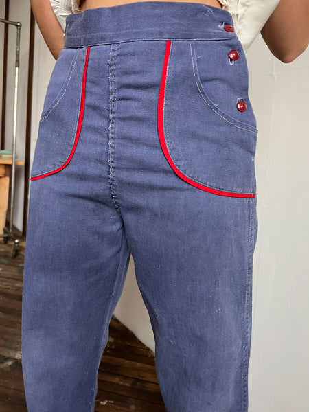 Vintage 1930's - 1940's Side Button Pants, Women's