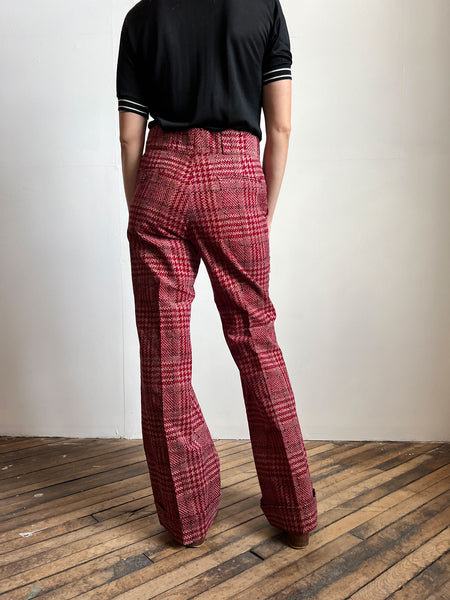 Vintage 1970's Red Printed Corduroy Pants