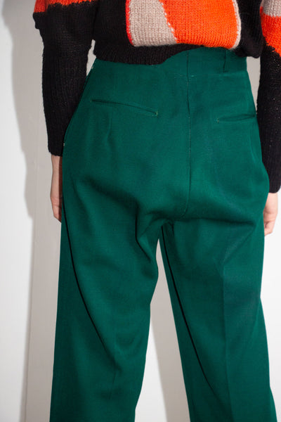 Vintage 1940's Emerald Green Wool Twill Pants