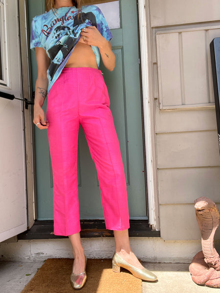 Vintage 1950's Hot Pink Silk Pants