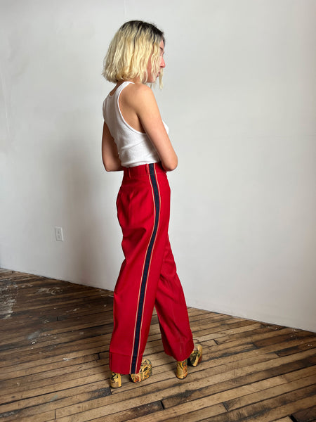 Vintage 1940's Red Wool Uniform Pants