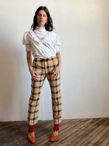 Vintage 1960's 1970's Wool Plaid Pants by H.I.S.