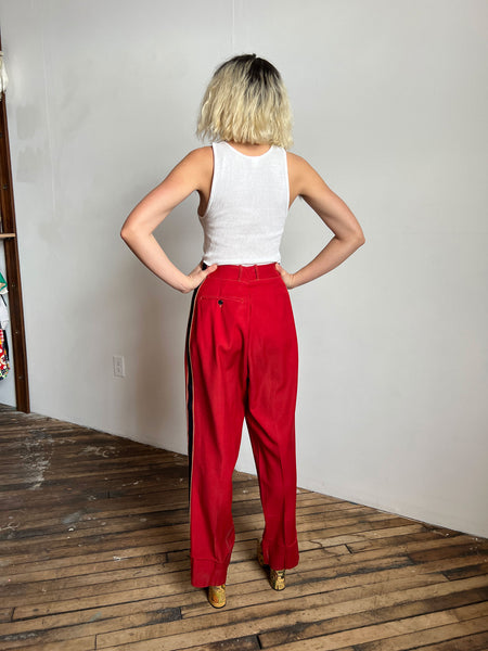 Vintage 1940's Red Wool Uniform Pants