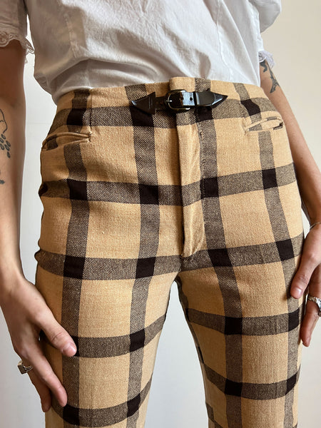Vintage 1960's 1970's Wool Plaid Pants by H.I.S.