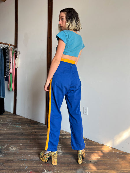 Vintage 1940's Side Button Cotton Uniform Pants