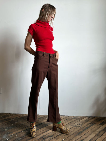 Vintage 1960's - 1970's Brown Retro Pants, Sears, Perma Prest