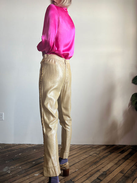 Vintage 1950's - 1960's Metallic Gold High Waist Pants