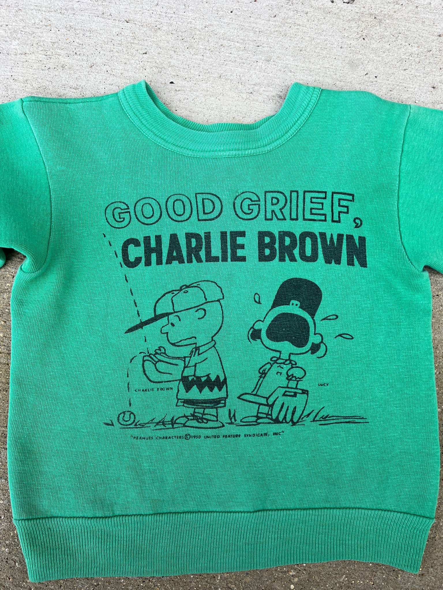 Vintage 1950's Peanuts Characters Sweater Good Grief Charlie Brown