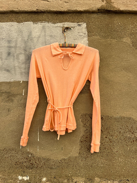 Vintage 1930's Pink Cotton Knit Set, Blouse and Pants, Loungewear