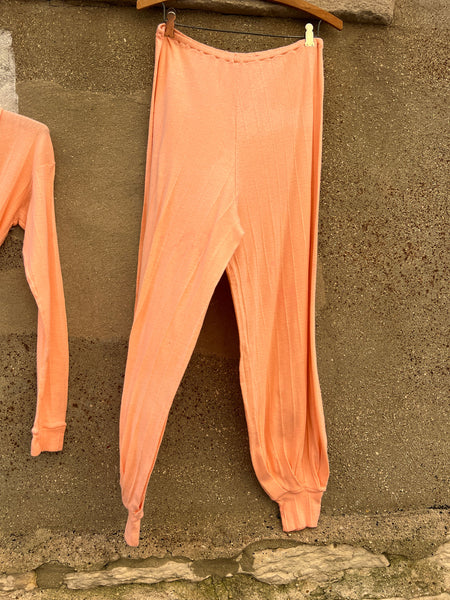 Vintage 1930's Pink Cotton Knit Set, Blouse and Pants, Loungewear