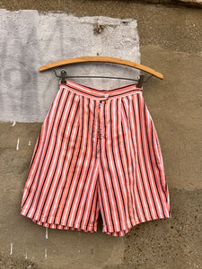 Vintage 1950's - 60's Pink and Black Striped Buckle Back Shorts