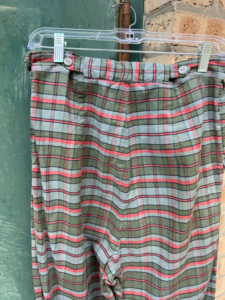 Vintage 1950's Cotton Plaid Side Zip Pants