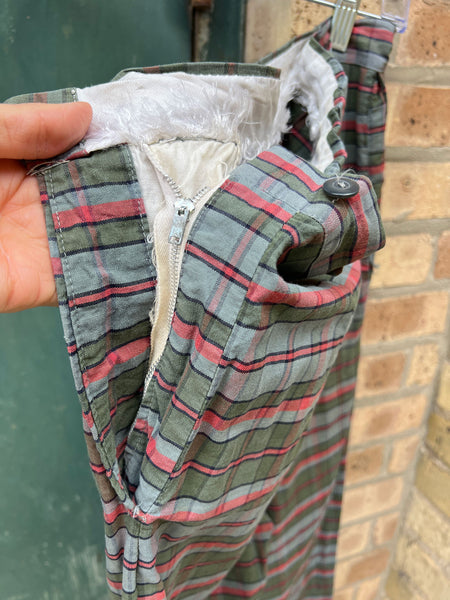 Vintage 1950's Cotton Plaid Side Zip Pants