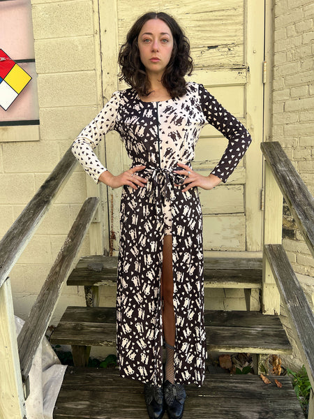 Vintage 1960's Young Edwardian Novelty Print Playsuit and Skirt Set