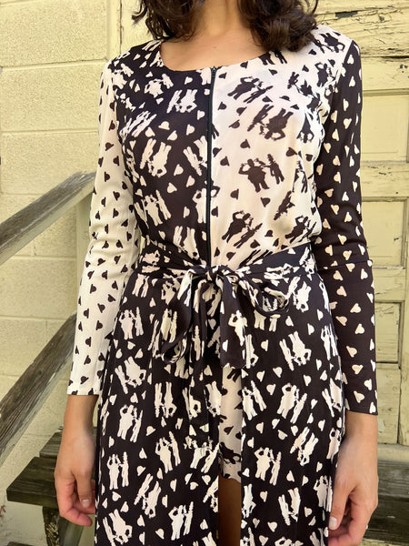 Vintage 1960's Young Edwardian Novelty Print Playsuit and Skirt Set