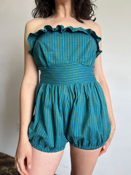 Vintage 1940's Cotton Halter Top Ruffled Playsuit
