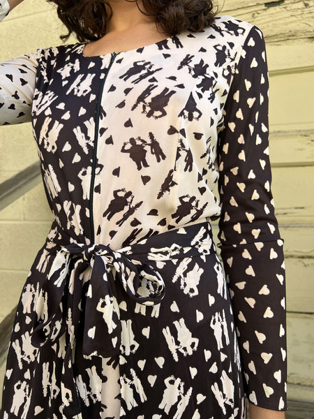 Vintage 1960's Young Edwardian Novelty Print Playsuit and Skirt Set