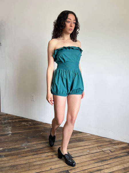 Vintage 1940's Cotton Halter Top Ruffled Playsuit