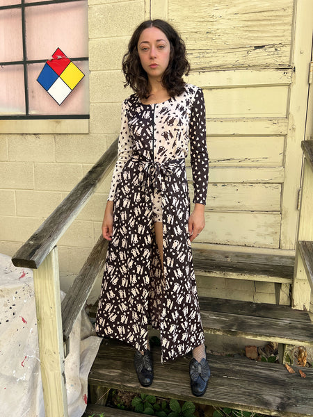 Vintage 1960's Young Edwardian Novelty Print Playsuit and Skirt Set