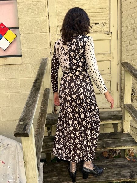 Vintage 1960's Young Edwardian Novelty Print Playsuit and Skirt Set