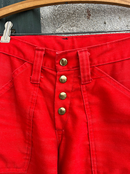 Vintage 1960's - 70's Bright Red Elephant Bell Bottoms