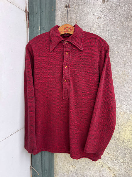 Vintage 1960's Red Long Sleeved Polo Shirt