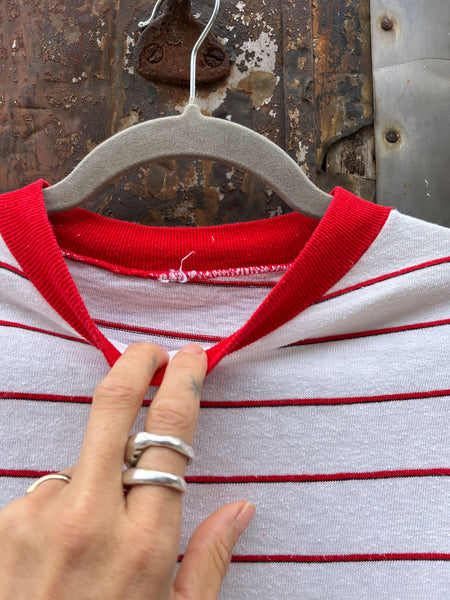 Vintage 1960's Thin Red Striped Cotton T-Shirt