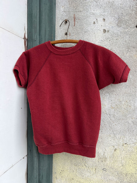 Vintage 1960's Red Short Sleeve Cotton Sweatshirt