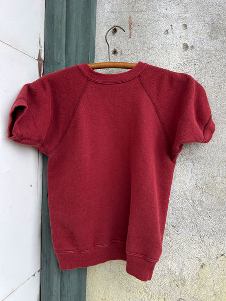 Vintage 1960's Red Short Sleeve Cotton Sweatshirt