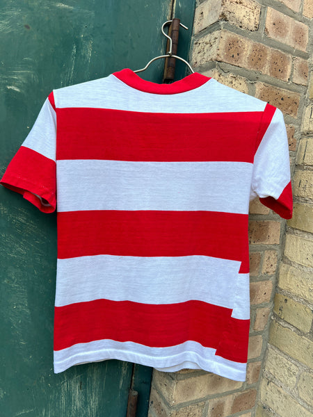 Vintage 1960's Red and White Striped Cotton T-Shirt