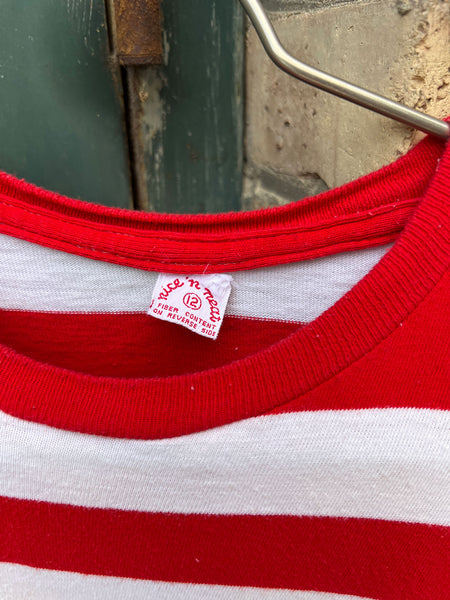 Vintage 1960's Red and White Striped Baby Tee