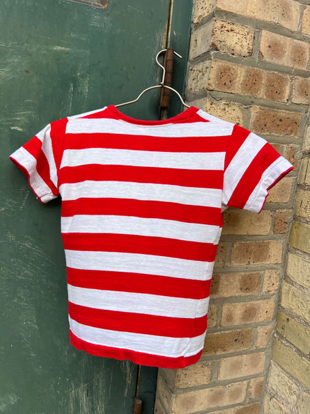 Vintage 1960's Red and White Striped Baby Tee