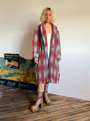 Vintage 1930's Beacon Blanket Robe in Blue and Red