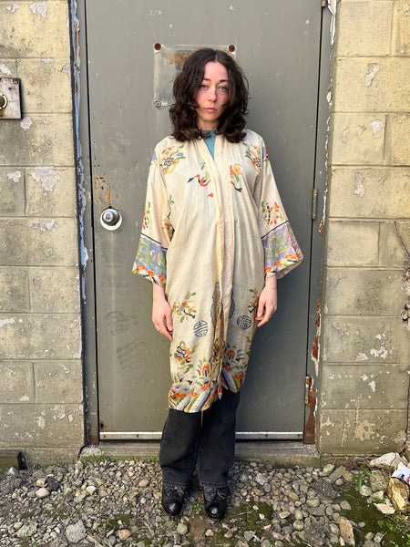 Antique 1920's Pongee Silk Robe