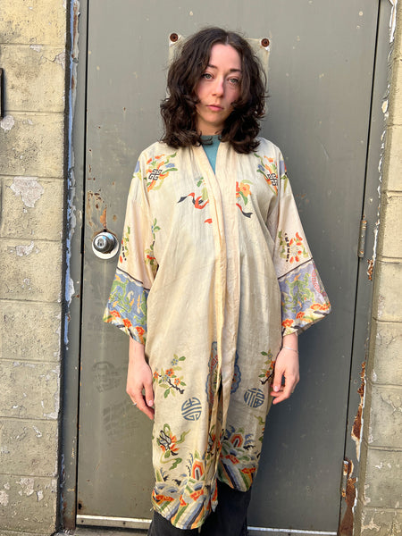 Antique 1920's Pongee Silk Robe