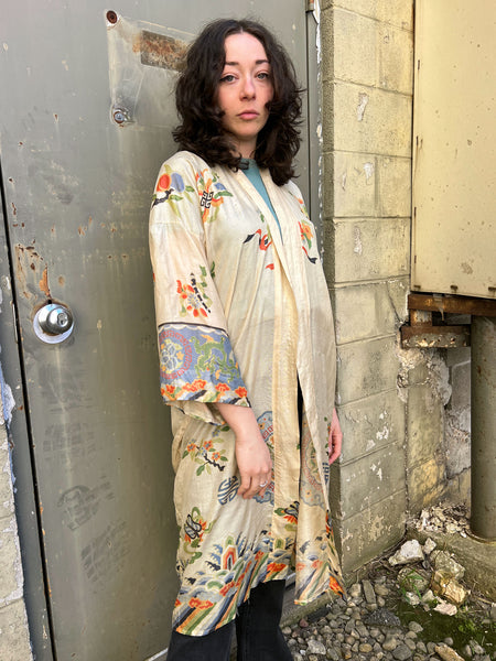 Antique 1920's Pongee Silk Robe