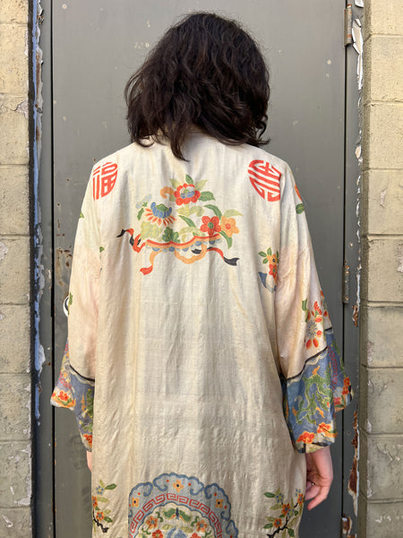 Antique 1920's Pongee Silk Robe