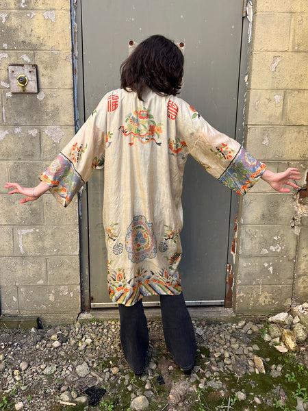Antique 1920's Pongee Silk Robe